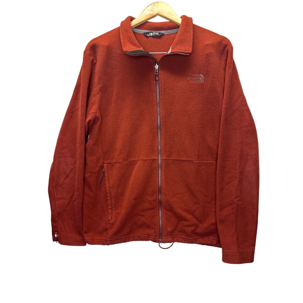 The North Face Men’s Fleece Jacket Size L Burnt Red Full Zip Outdoor Hiking Warm